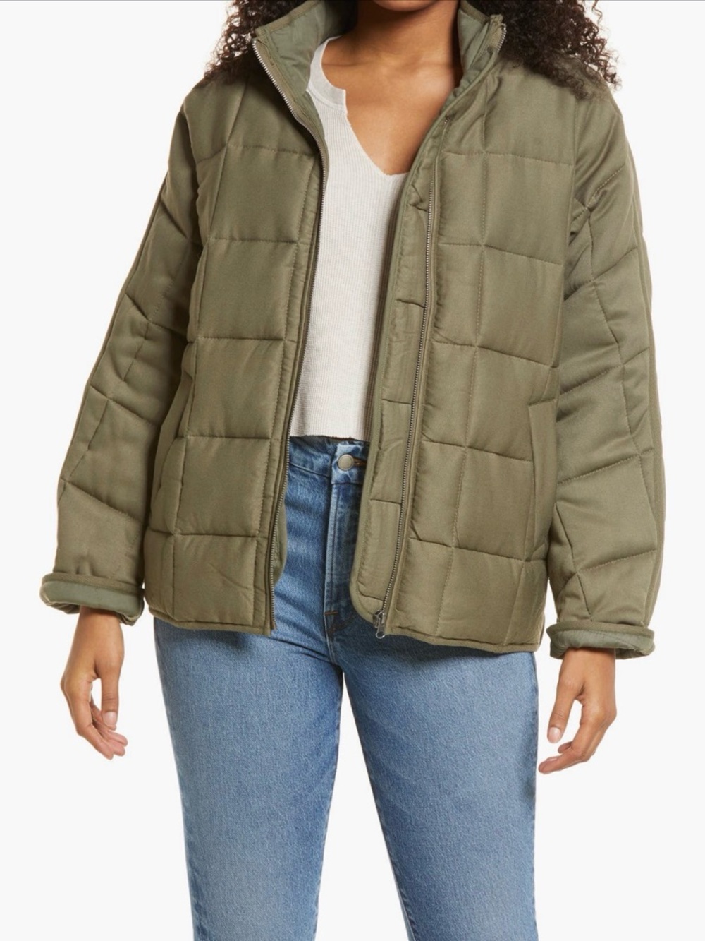 Thread & Supply Dolman Sleeve Quilted Jacket - Olive Green